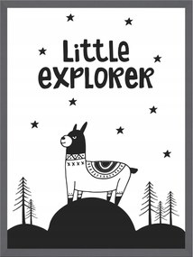Gyerek poszter Little explorer 24X30 cm kő keret szürke