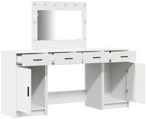 3 részes öltöztető asztal szett LED-del, fehér mérnöki fával