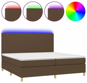 barna szövet rugós és LED-es ágy matraccal 200x200 cm