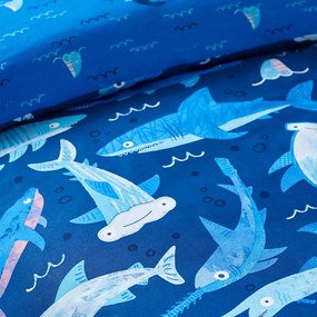 Kék egyszemélyes gyerek ágyneműhuzat 135x200 cm Jawsome Shark – Catherine Lansfield