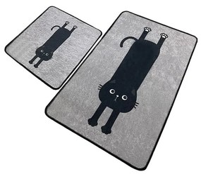Fekete-szürke fürdőszobai kilépő szett 2 db-os 60x100 cm Comfort – Foutastic