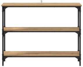 Konzolasztal polcokkal kézműves tölgy 100 x 22.5 x 75 cm