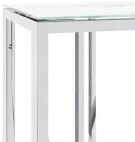 ezüstszínű üveg és rozsdamentes acél tálalóasztal 110x30x70 cm