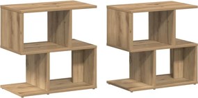 vidaXL 2 db kézműves tölgyszínű szerelt fa éjjeliszekrény 50x30x51,5cm