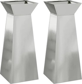 vidaXL Pillér Ültető 2 pcs Ezüst 40 x 40 x 100 cm
