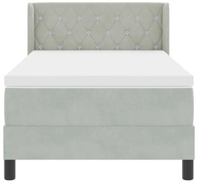 Boxspring Ágy Matrac Halandó Szürke 90x190 cm Bársonyos