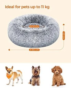 Kutyafekhely bolyhos puha kör alakú, 60 cm, szürke