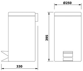 AQUALINE 27112 Simple line hulladékkosár kerek 12 l, rozsdamentes acél