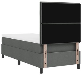 Rugós ágy matraccal és LED világítással - Sötétszürke, 90 x 200 cm szövet