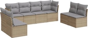 vidaXL 8 részes bézs polyrattan kerti ülőgarnitúra párnával