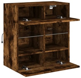 füstös tölgy színű fali TV-szekrény LED-ekkel 58,5x30x60,5 cm
