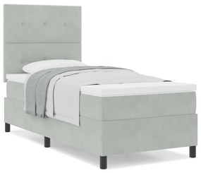 Boxspring Ágy Matrac Különböző Szürke Egyágyas Bársonyos