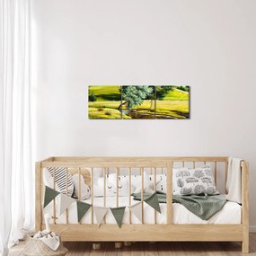 Kép - folyó a rétek között,, olajfestmény (órával) (90x30 cm)