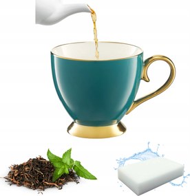 Bögre Nagy Kávé Tea Porcelán Pohár 400ML Arany Elegáns Vonal