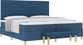vidaXL Boxrugós ágy matracmal fejtámlával Kék 200 x 200 cm szövet