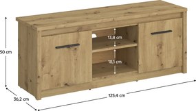 TV asztal 2D/125, artisan tölgy, AIRON
