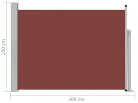 barna behúzható oldalsó teraszi napellenző 100 x 500 cm