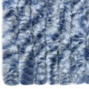 kék, fehér és ezüstszínű zsenília rovarfüggöny 100 x 220 cm