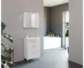 Smart 55cm-es lenyílós fiókos fürdőszobaszekrény polccal + mosdó