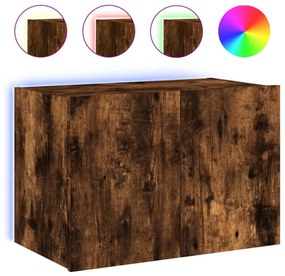 füstös tölgy színű fali TV-szekrény LED-ekkel 60x35x41 cm