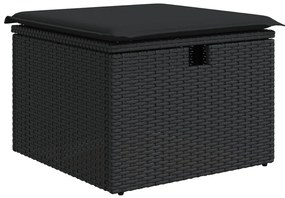 8 részes kerti kanapé szett párnákkal fekete poly rattan
