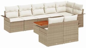 vidaXL Kerti Kanapé Szett tárolóval 9 pcs Beige és krém polirattan