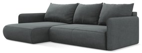 Szürke kinyitható-tárolóhelyes sarokkanapé (bal oldali) Nanea – Makamii