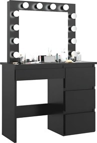 Fekete fésülködőasztal LED világítással