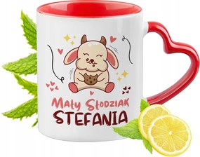 Piros bögre szív alakú füllel Stefánia számára Ajándék