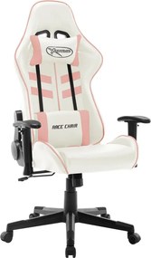 vidaXL fehér és rózsaszín műbőr gamer szék