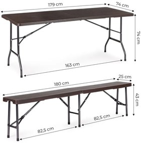 Kemping szett 180cm + 2 pad barna színben