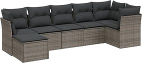 vidaXL 7 részes világosszürke polyrattan kerti ülőgarnitúra párnákkal