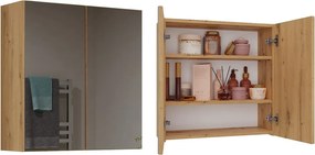 Pola 2DL felső fürdőszoba szekrény, 60x60x22 cm, tölgy