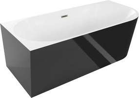Luxury Mia szabadon álló fürdökád akril   balos 170 x 80 cm, fehér/fekete,  leeresztö arany - 52691708075L-G Térben álló kád