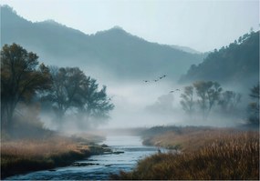 Fotótapéta Erdő Tó Köd Természet Hálószoba Nappali Tapéta Vlies (gyapjúszálas) 200x140