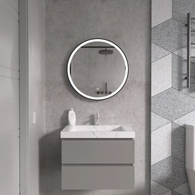 Erga Olivia, kerek LED tükör 50cm, fekete fém keret, 1150 lm, 6500K, elölről megvilágított, ERG-V01-202-5050-BK