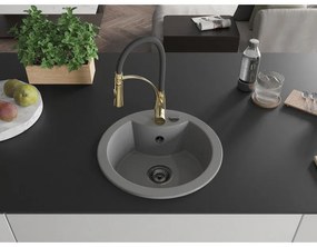 Mexen Diego, 1 kamrás gránit mosogató 488x488x167 mm és Aster mosogató csaptelep, szürke, 6512-71-73450-57-B