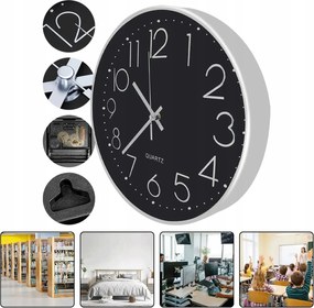 Falióra Csendes Kvarc 3D Számok Fekete Háttér Fehér Mutatók