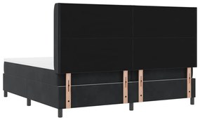 Boxspring Ágy Matraccal és LED Fekete 200x200 cm Bársony