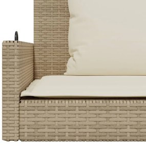 bézs polyrattan hintapad párnával 119 x 56 x 48 cm