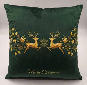 Arany-zöld karácsonyi Merry Christmas párna 45cm