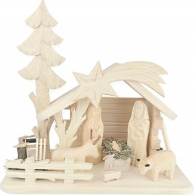 Nagy Fa Karácsonyi Kézzel Faragott Betlehem Karácsony 34x36 cm