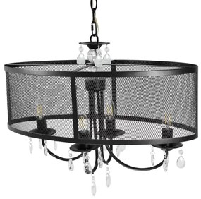 BRESSO láncos csillár 4xE14/12W/230V fekete