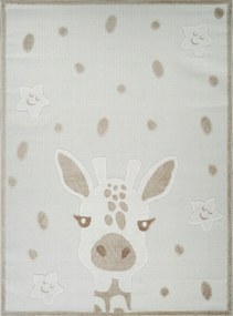 Gyerekszőnyeg 200x300cm ,puha krém-bézs zsiráf mintás 3D hatással
