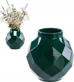 Kerámia váza 3D üvegzöld Ø11 H 22 cm intenzív