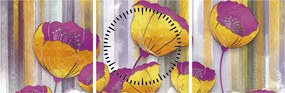 Kép - Virágok illusztrációja (órával) (90x30 cm)