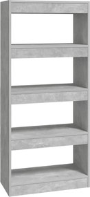 vidaXL betonszürke szerelt fa könyvszekrény/térelválasztó 60x30x135 cm
