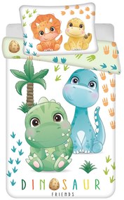 Pamut ágynemű kiságyba DINO BABIES fehér Ágyneműhuzat mérete: 40 x 60 cm | 100 x 135 cm