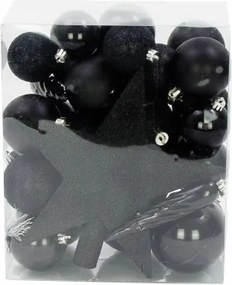 Törhetetlen Karácsonyfadísz Szett Csillaggal És Jégcsappal 32 Részes Fekete