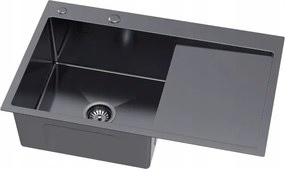 Erga HD, 1 kamrás acél mosogató 780x490x210 mm, bal, grafit, ERG-MLS-HD7849LB